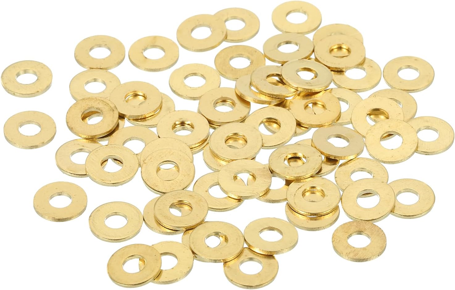 sourcing map 110 Pack Brass Flat Washer, M3 Copper Washers Crush Washer Kit Assortment, 3mm ID, 8mm OD, 0.8mm Thick for Bolts Screws Machinery Repair, Outdoor Construction