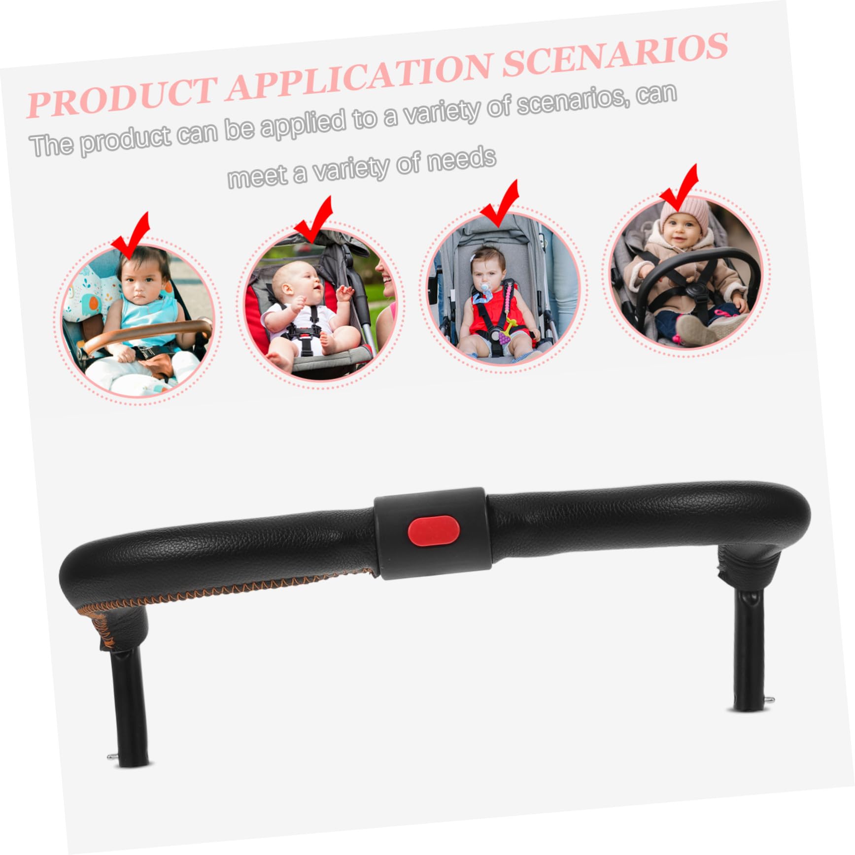Kinderwagen Armlehne Abnehmbare Sicherheitsbügel aus PU Leder Komfortabler Schutzbügel für Kleinkinder Stroller Zubehör mit Stil und einfacher Handhabung