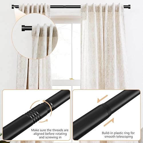 Miniatura 4 de OLV Paquete de 2 barras de cortina de níquel para ventana de 28 a 48 pulgadas, barras de cortina ajustables para una sola ventana con remates de