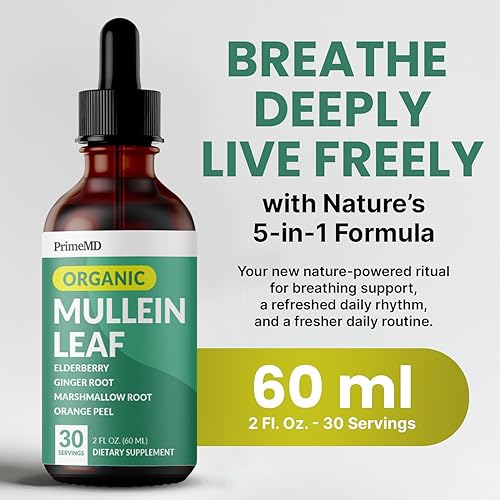 Miniatura 2 de Gotas de gordolobo 5 en 1 para pulmones y bronquiales, apoyo respiratorio para la salud pulmonar con extracto de hoja de gordolobo para pulmones -