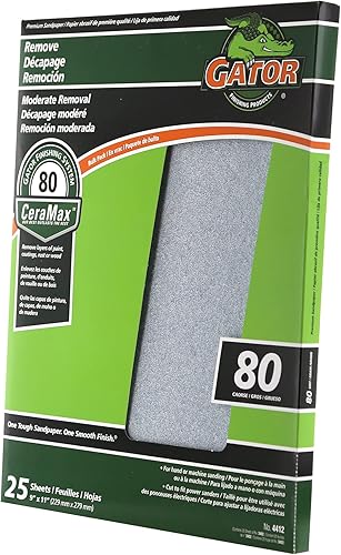 Miniatura 3 de Gator CeraMax - Hojas de lijado de cerámica de 9 x 11 pulgadas, grano 80, paquete de 25