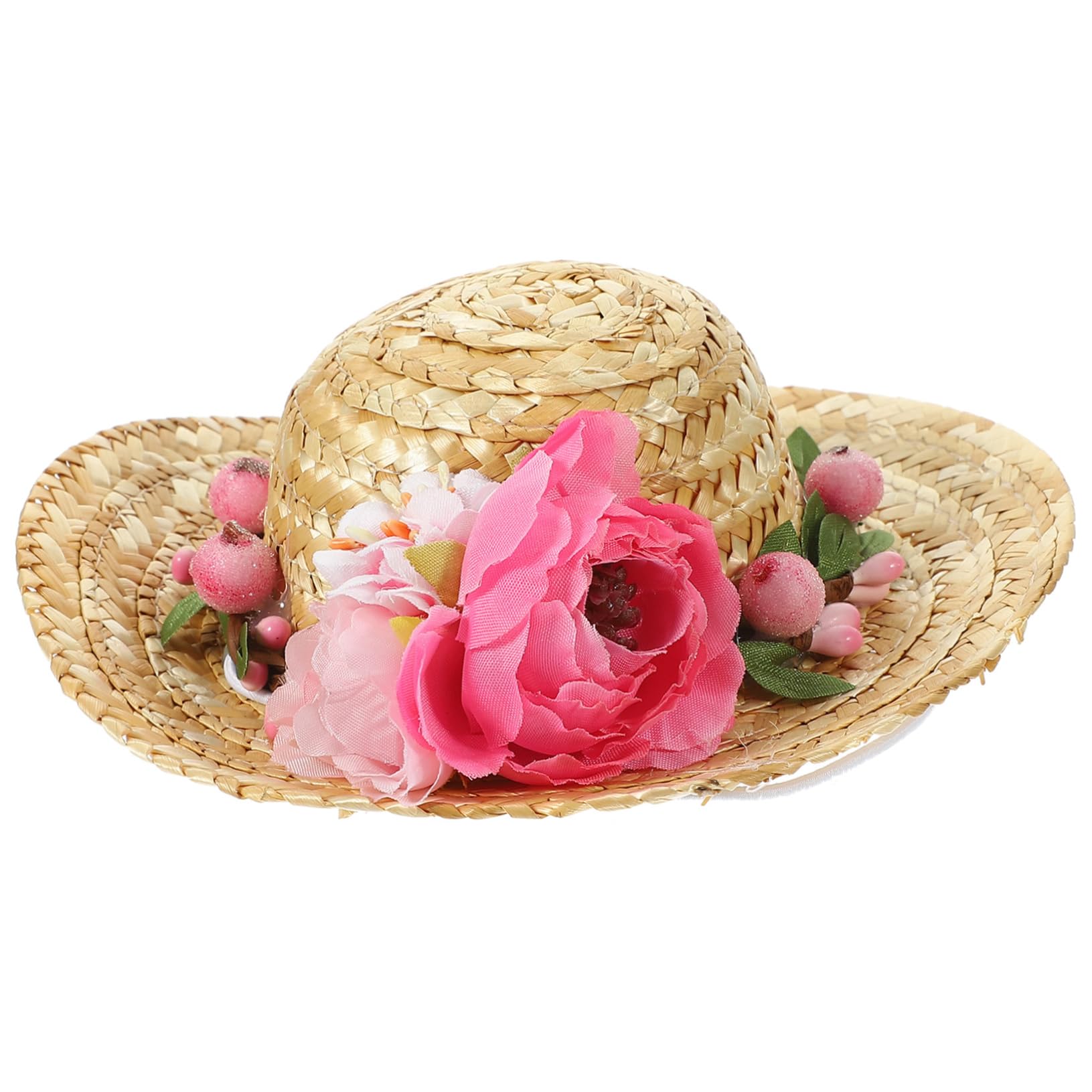 CIYODO 1Pc Pet Dog Daisy Sun Hat for Dogs Hawaii Style with Pink Flowers for Birthdays Halloween Costumes and Durable Pet Accessory