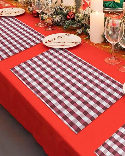 Vista 845 de Juego de 6 manteles individuales rojos para el día de San Valentín, diseño de corazón de San Valentín, resistentes al calor, lavables, manteles