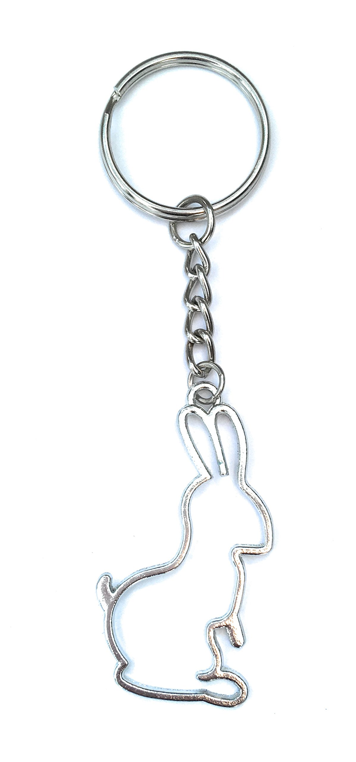 FizzyButton Gifts Bunny Rabbit Silhouette Charm Keyring Key Ring with Silver Tone Keychain