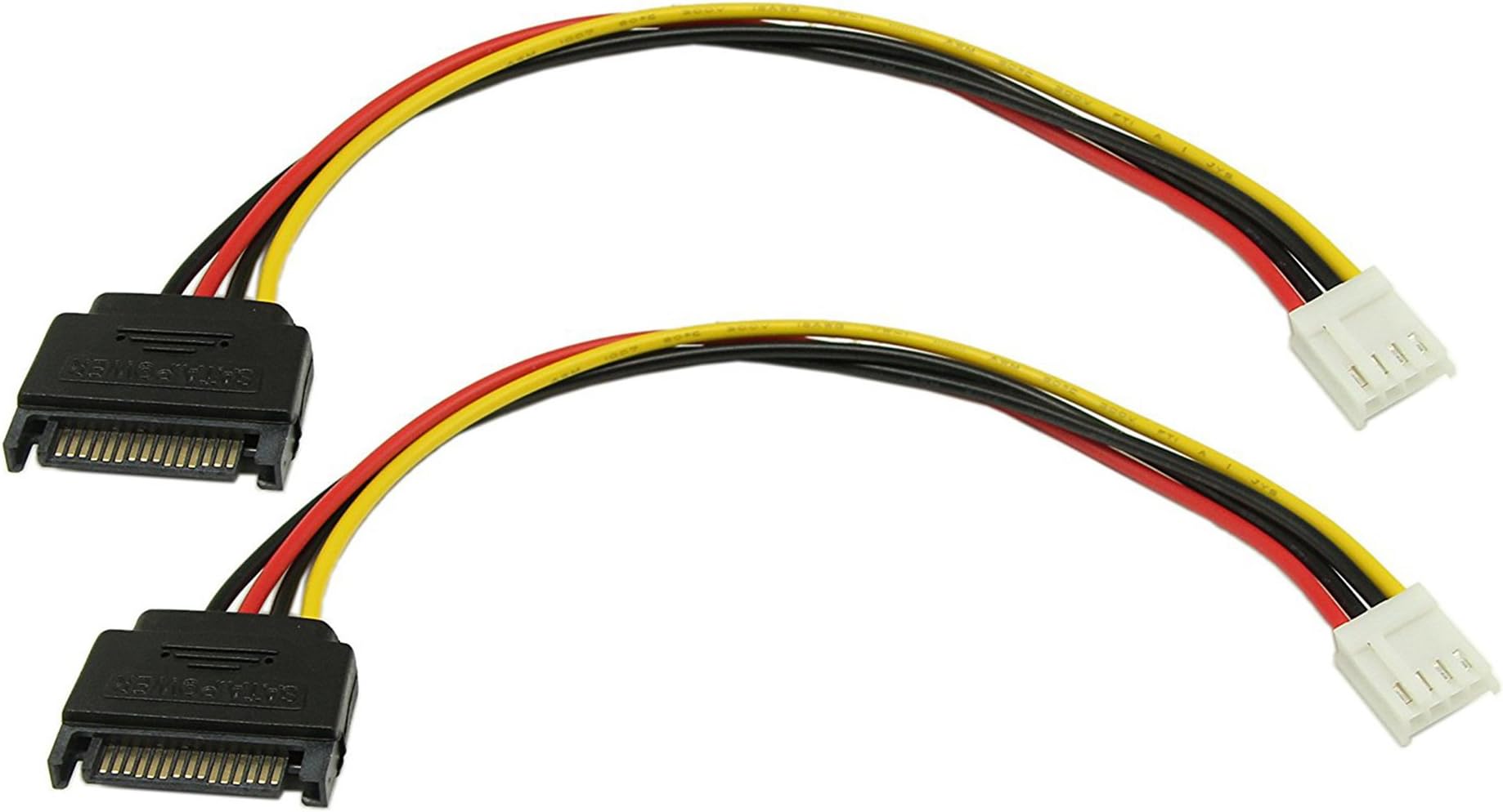 8-Inch 4 Pin Floppy Drive to 15 Pin SATA Male Power Cable(2-Pack)