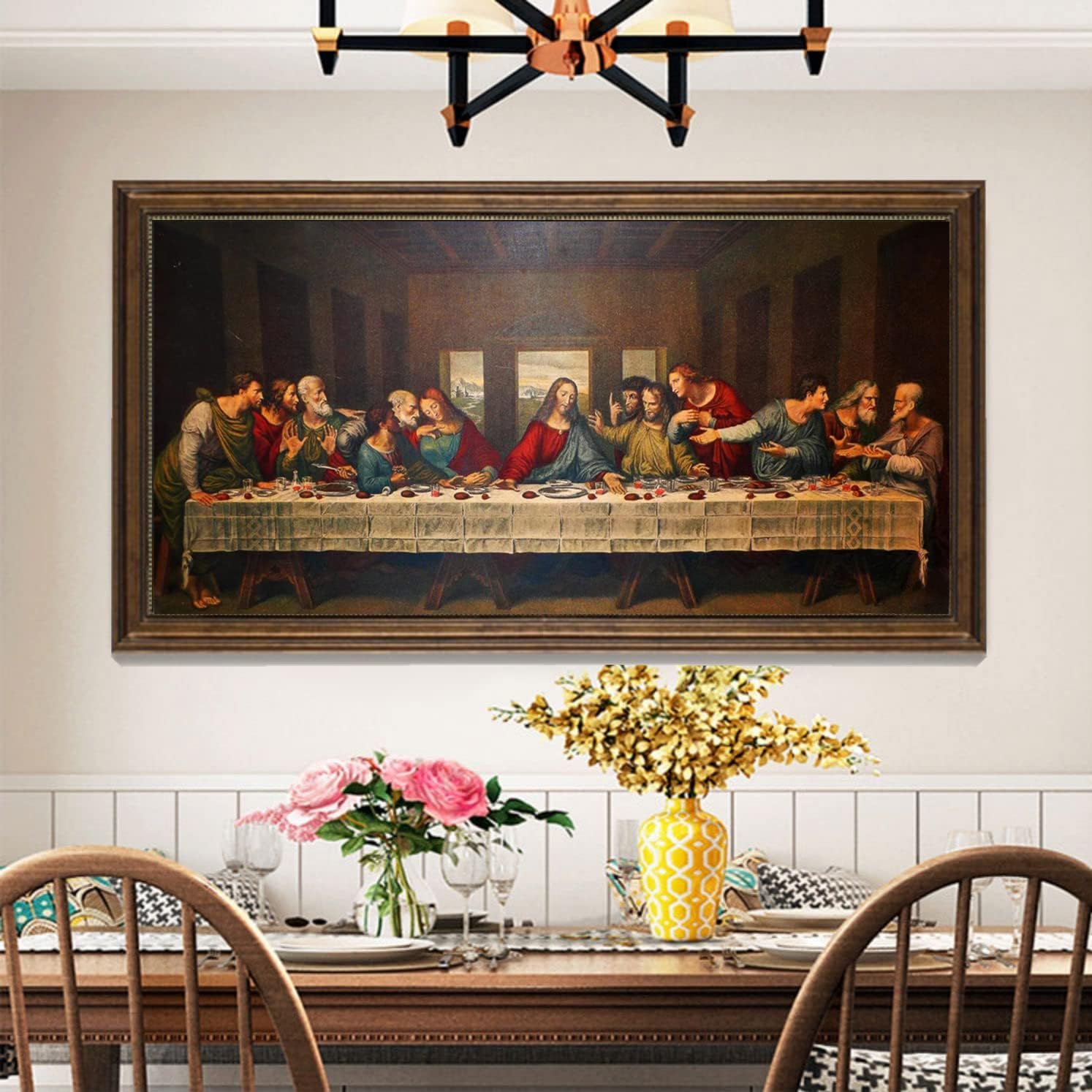 Large Diamond Painting Kits for Adults DIY 5D Full Drill Round Crystal Rhinestone Diamond Art DIY Craft Painting for Home Wall Decor - The Last Supper 80x40cm