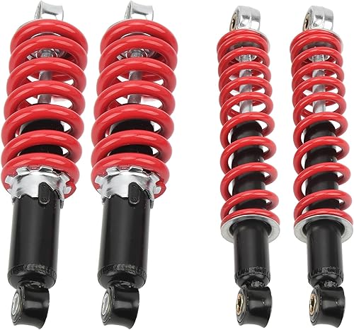 Miniatura 4 de Amortiguador de resorte ajustable de 9.843 in, amortiguador de suspensión delantera y trasera KIMISS 4 piezas para motocross de 50 cc-125 cc ATV Go