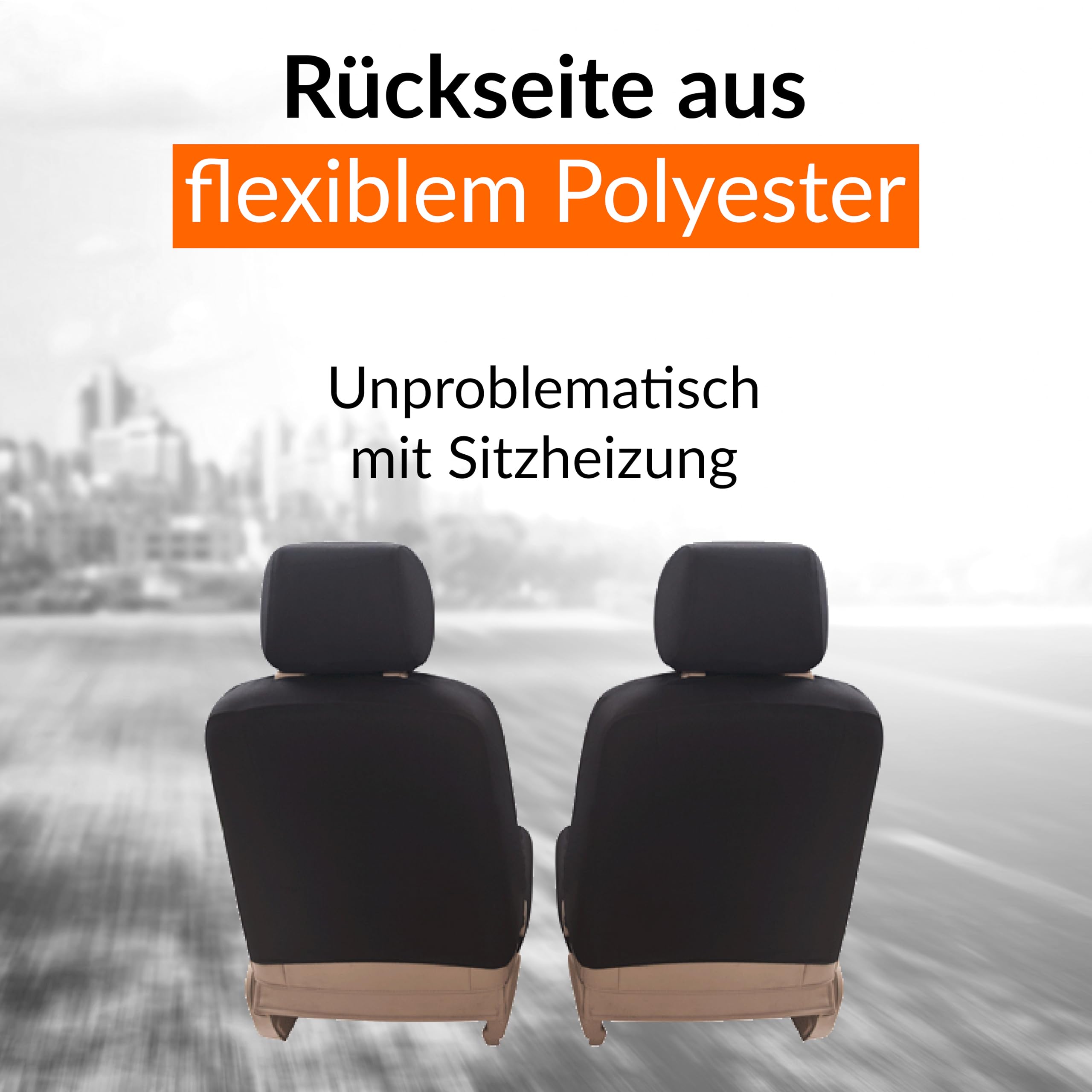 Upgrade4cars Auto-Sitzbezüge Grau Leder-Optik | Universal Auto-Sitzschoner Set für Sommer & Winter | Kunstleder Auto-Schonbezüge für die Vordersitze & Rückbank