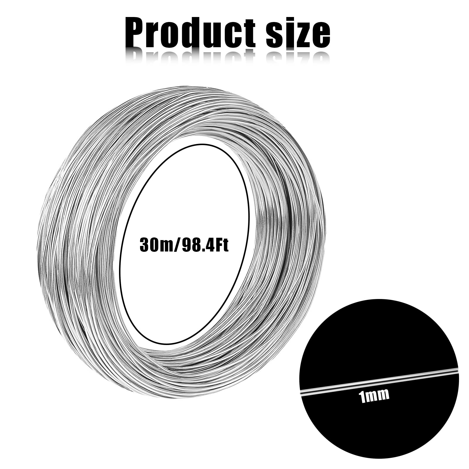 Luter Aluminum Craft Wire, 98.4ft/ 30m 18 Gauge 1mm Metal Wire Flexible Bendable Crafting Wire for Jewelry Making DIY Crafts Gardening Sculpting