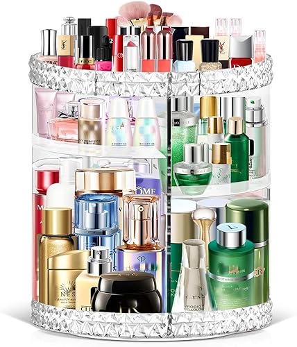 Organizador de maquillaje giratorio de 360 grados, organizador de cosméticos, organizador giratorio de maquillaje, transparente, 6 capas ajustables,