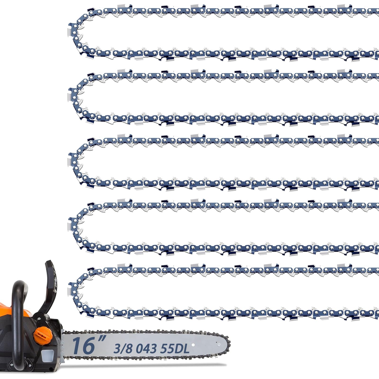5 Pack 16 Inch Chainsaw Chain for Stihl 3/8