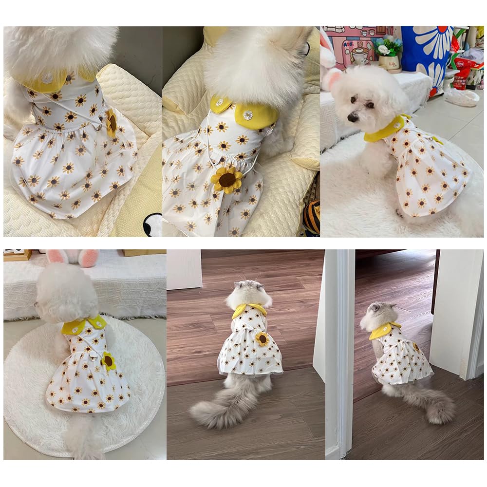 Amazon | YBGGJO 犬服 ひまわり チュール ワンピース サンフラワー柄