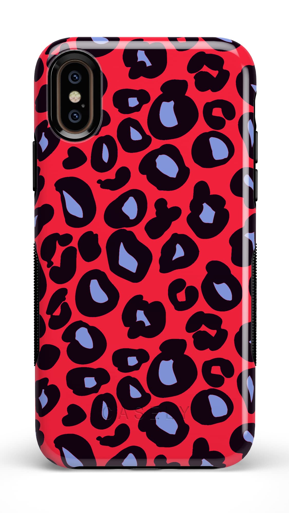 Casely iPhone X/XS Case | Into The Wild | Red & Blue Leopard Print | Bold Protective Design