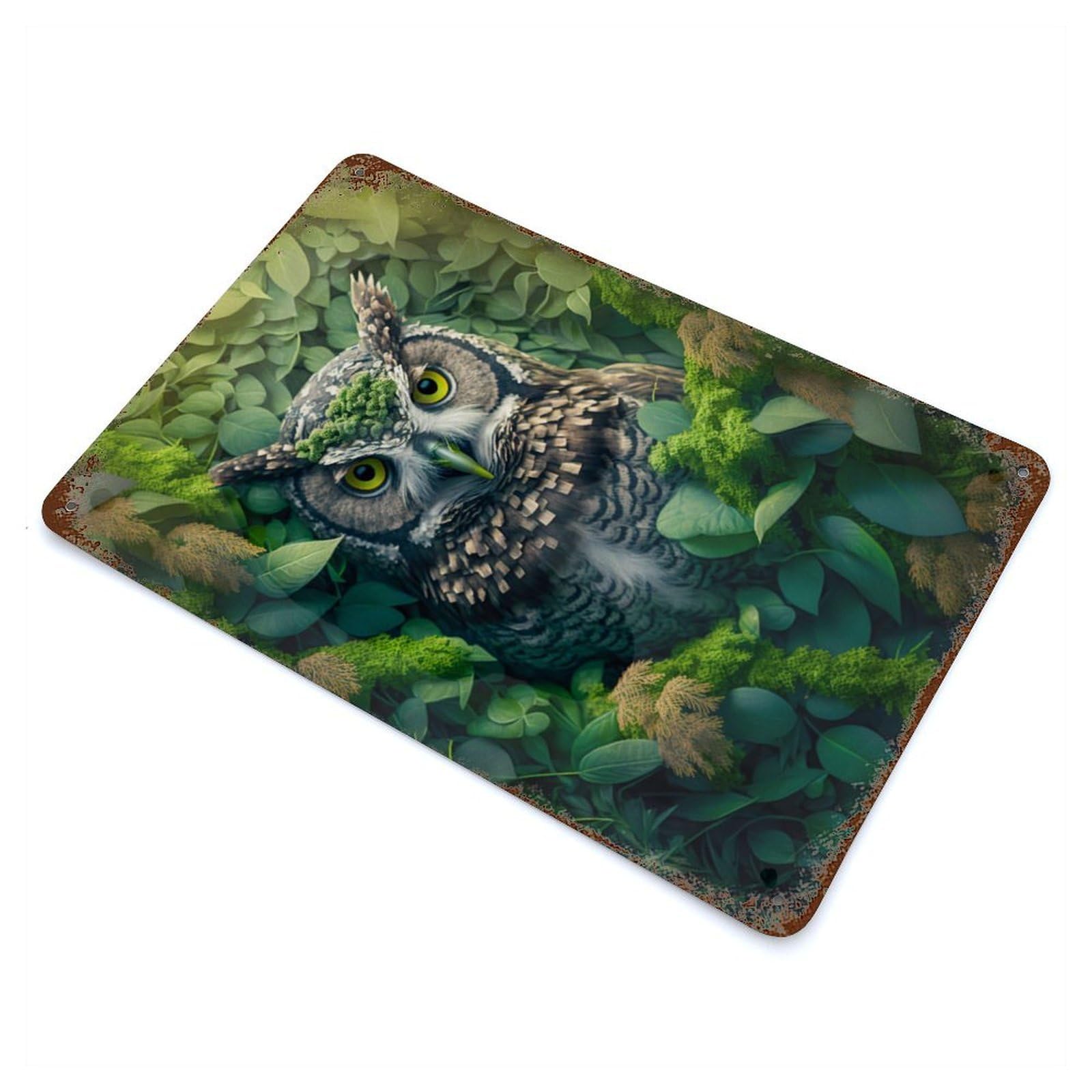 Owl 2 Decorative Tin Sign 11.8"x7.9", Industrial Home Decor for Garage, Pub Or Kitchen