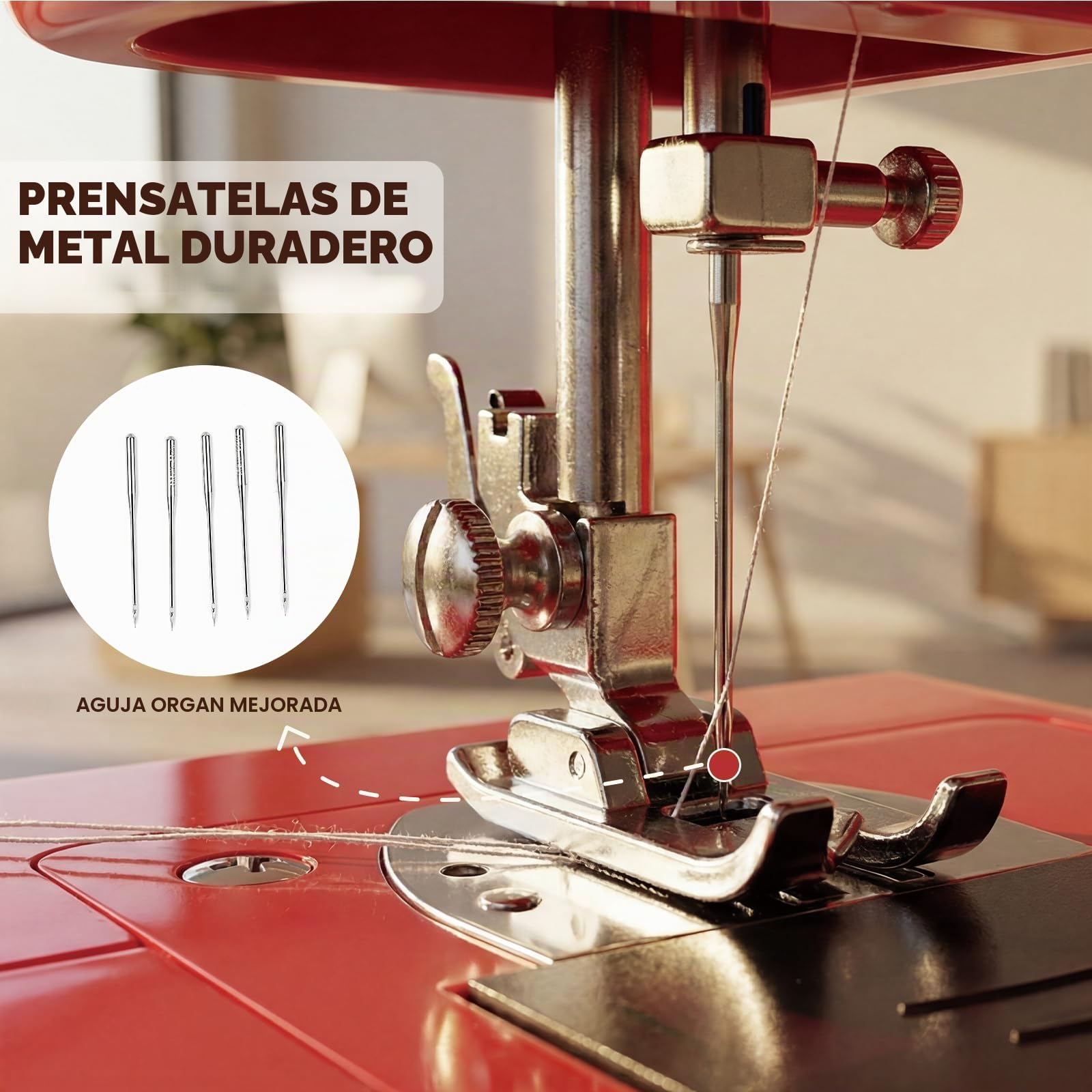 Mini máquina de coser eléctrica, 16 puntadas Multifuncional máquina de coser doméstica con doble aguja, juego de costura portátil para principiantes, arte DIY y acolchado