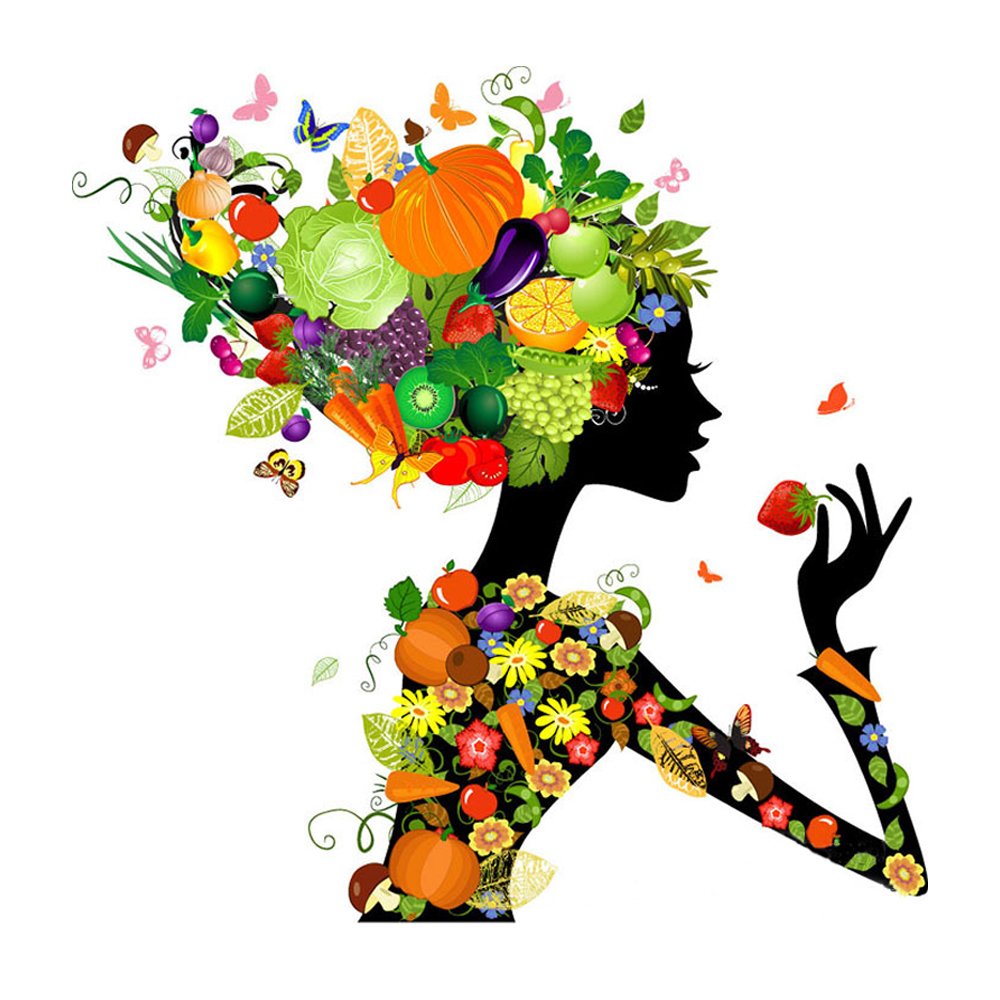 ZEJEUER 5D DIY Diamond Painting Full Drill Flower Fairy Rhinestone Diamond Embroidery Paintings ZS014 (Fruit Fairy,25x25cm)