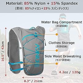 Azarxis Hydration Running Vest Backpack Pack 5L for Women and Men Jogging Trail Race Marathon Cycling Hiking (Gray with 1.5L Water Bladder)