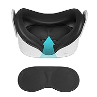 Vista 5 de VR Silicone Face Cover for Oculus Quest 2 Headset with Protective Lens Cover Accessories Sweat Proof(Black)