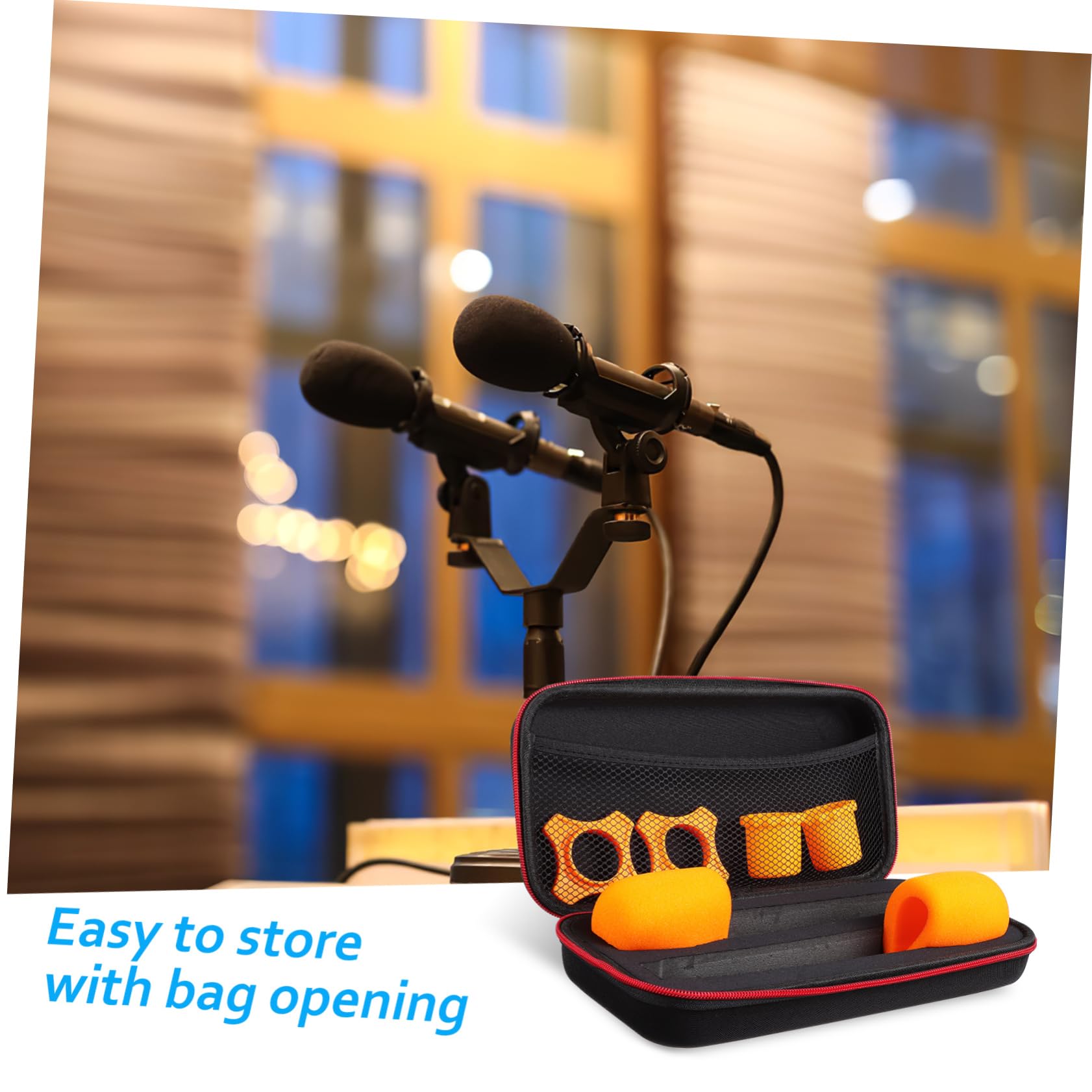 ULDIGI Microphone Storage Bag with Fall Windscreen Covers Slip Rings Bottom Rod Sleeve Holders for Enhanced Protection and Organization for Performances Recording