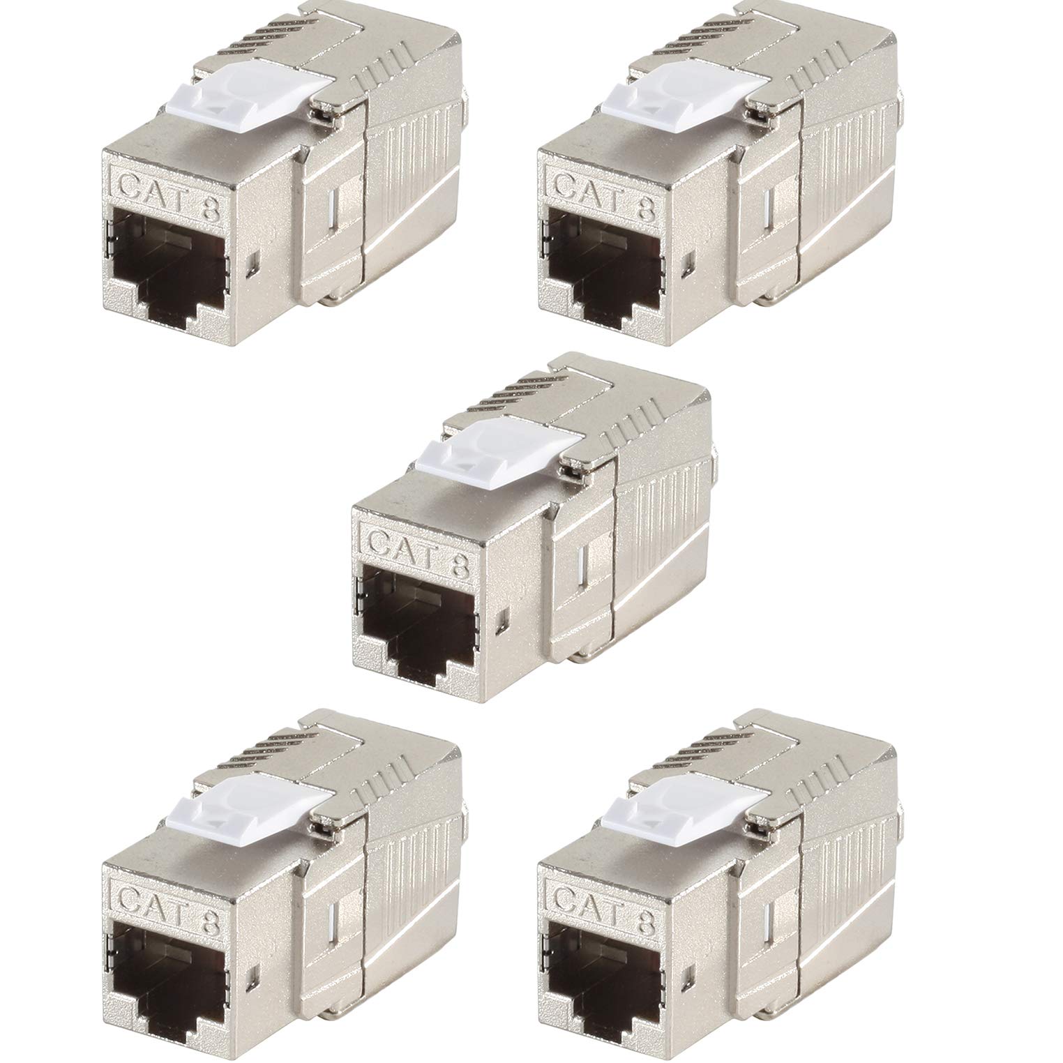 1aTTack.de 5 x CAT 8-10 x Keystone RJ45 beznarzędziowa CAT8 Key Stone ekranowana metalowa obudowa 40 Gbit s kompatybilna z Cat5 Cat6 Cat7 5 sztuk Cat8 Keystone Cat8 Keystone Cat8 Keystone