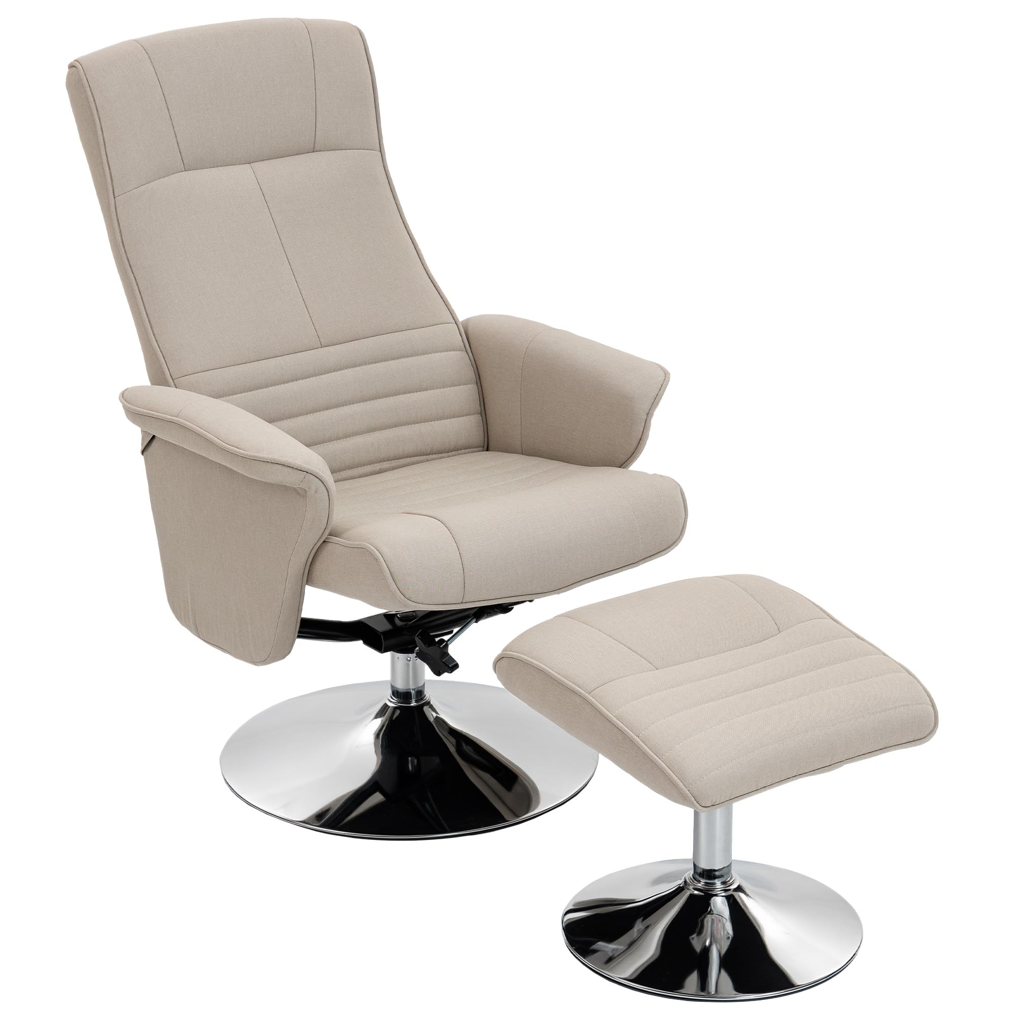 HOMCOM Sillón Relax Inclinable 135° Giratorio 360° con Reposapiés Beige