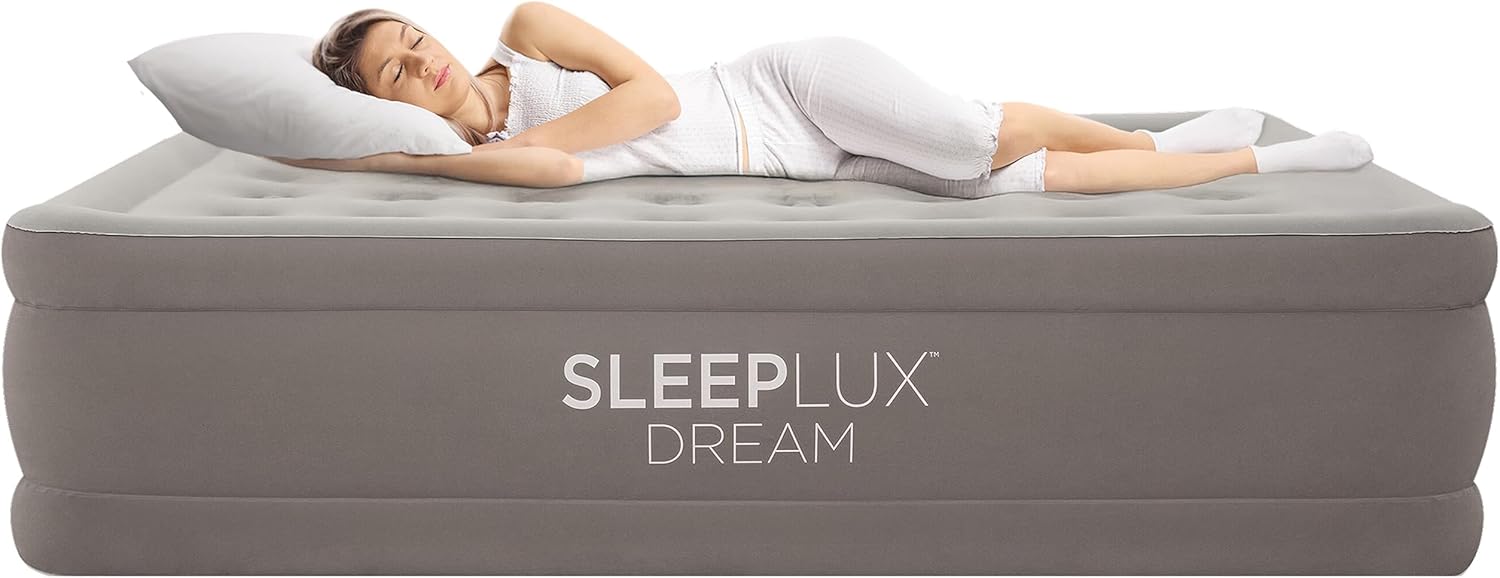 Photo 1 of SLEEPLUX Dream Luxury Queen Air Mattress, Built-in Dual Pump, Stays Inflated All Night, 18” Double-High Blow-Up Airbed with Coil Beams, for Guests, RV Camping & Home