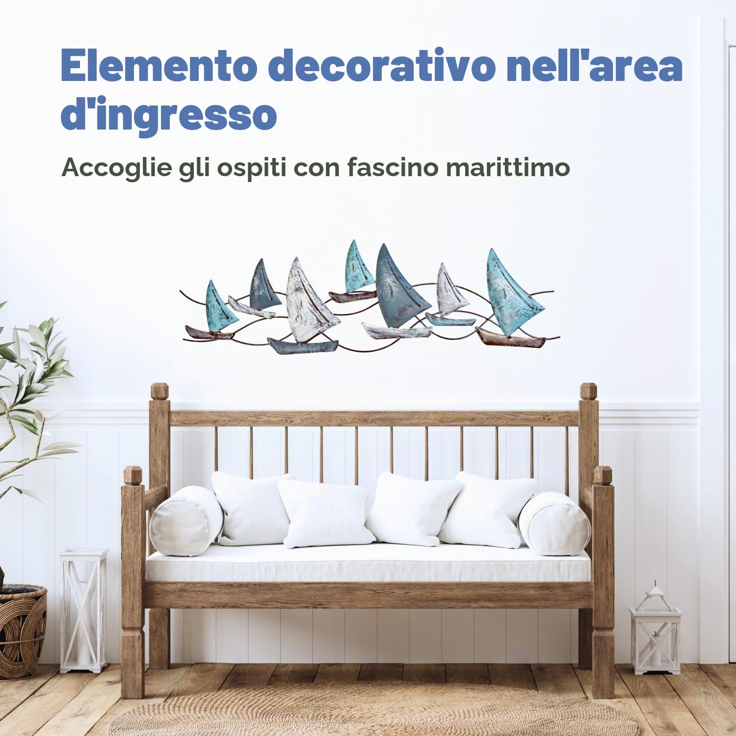 Seaside No.64 - Oggetto da parete marittimo a forma di barche a vela - 7 cutter in metallo - Decorazione senza tempo per tutte le stanze