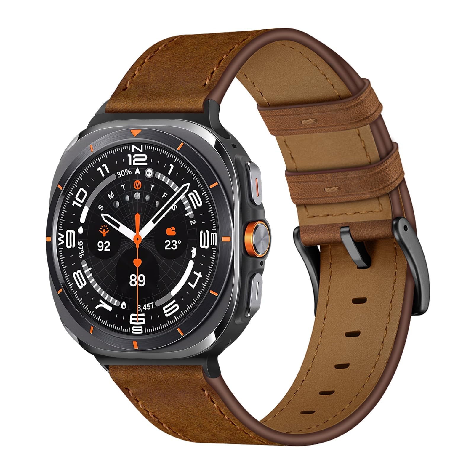 CVMSDIK Leather Band Compatible with Samsung Galaxy Watch Ultra 47mm (2024) Men Women, Top Grain Genuine Leather Replacement Band Strap for Galaxy Watch 7 Ultra 47mm