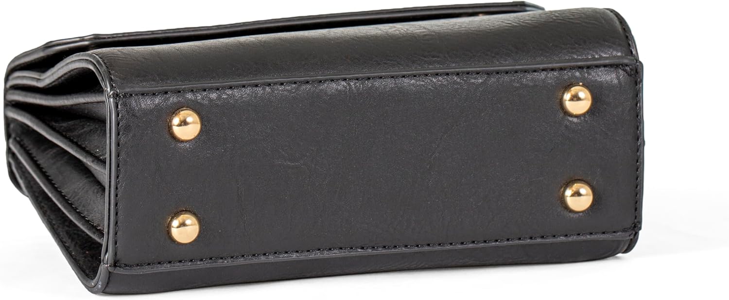 Mabel London Womens Small Structured Shoulder Bag with Long Metal Chain Strap - Cove