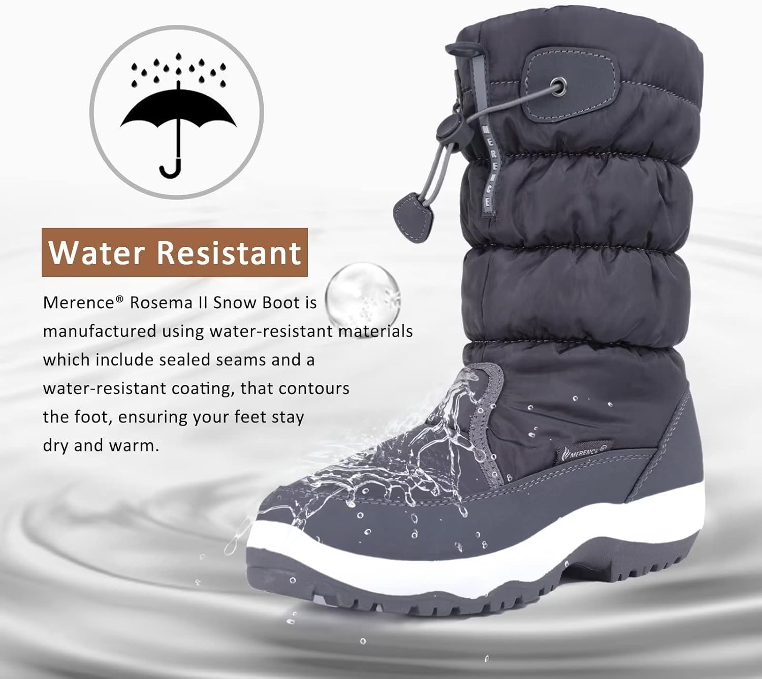 CIOR Women's Snow Boots Winter II Water-Resistant Fur Lined Frosty Warm Anti-Slip Boot U120WMX001-Gray-37 - Image 4