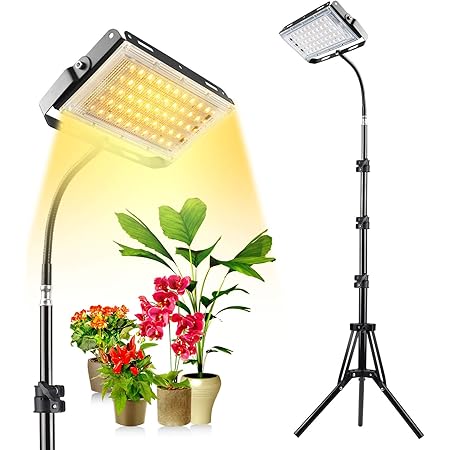 Pflanzenlampe LED, Pflanzenlicht mit Ständer, Xingruyu Vollspektrum 150W LED Bodenpflanze Wachstumslampe für Zimmerpflanzen, mit Ein/Aus-Schalter, flexiblem Schwanenhals, verstellbarem Stativ