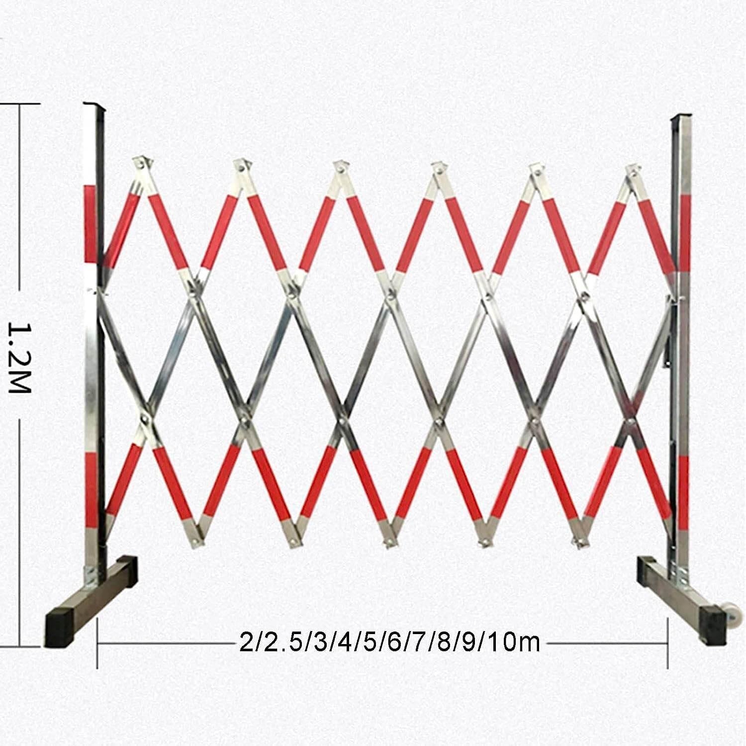 Genérico Barrera metálica Extensible con Ruedas - Puerta Plegable de Seguridad Vial de 1,2 x 8 m, Sistema de Control de Acceso Tipo Tijera para Seguridad en el Lugar de Trabajo, fácil instalación, ba