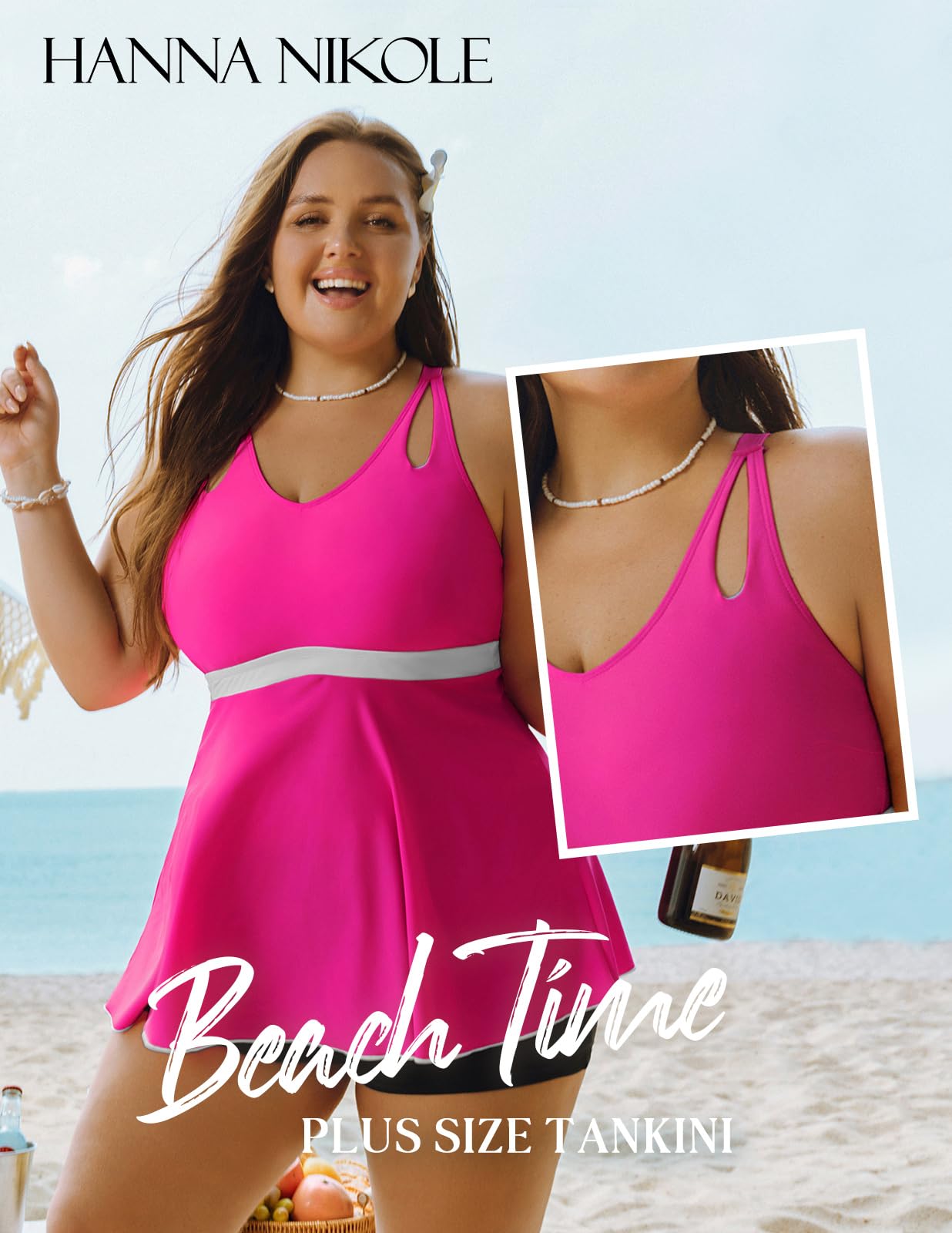 Hanna Nikole Costume da Bagno Due Pezzi da Donna con Controllo della Pancia e Vita Alta Costume da Bagno Vintage con Gonna