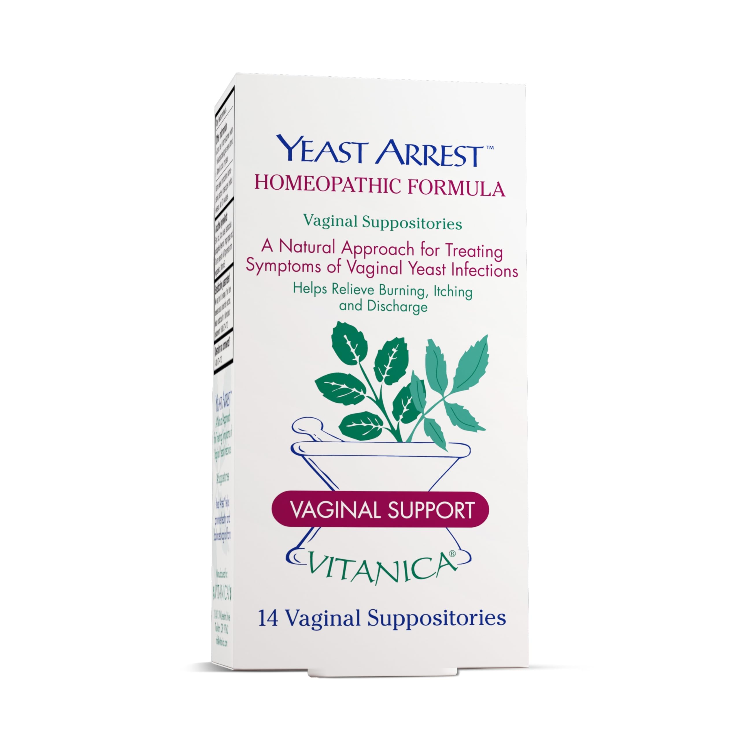 Vitanica Yeast Arrest, Homeopathic Suppositories, 14 Vaginal Suppositories