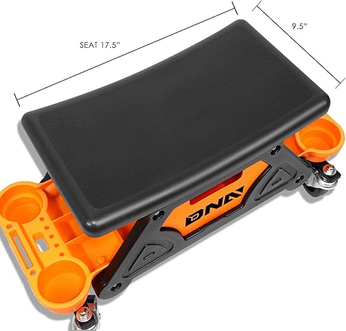 Miniatura 21 de DNA Motoring TOOLS-00198 - Taburete de asiento de rodillo mecánico de altura ajustable con cojín acolchado, cajón de almacenamiento de herramientas