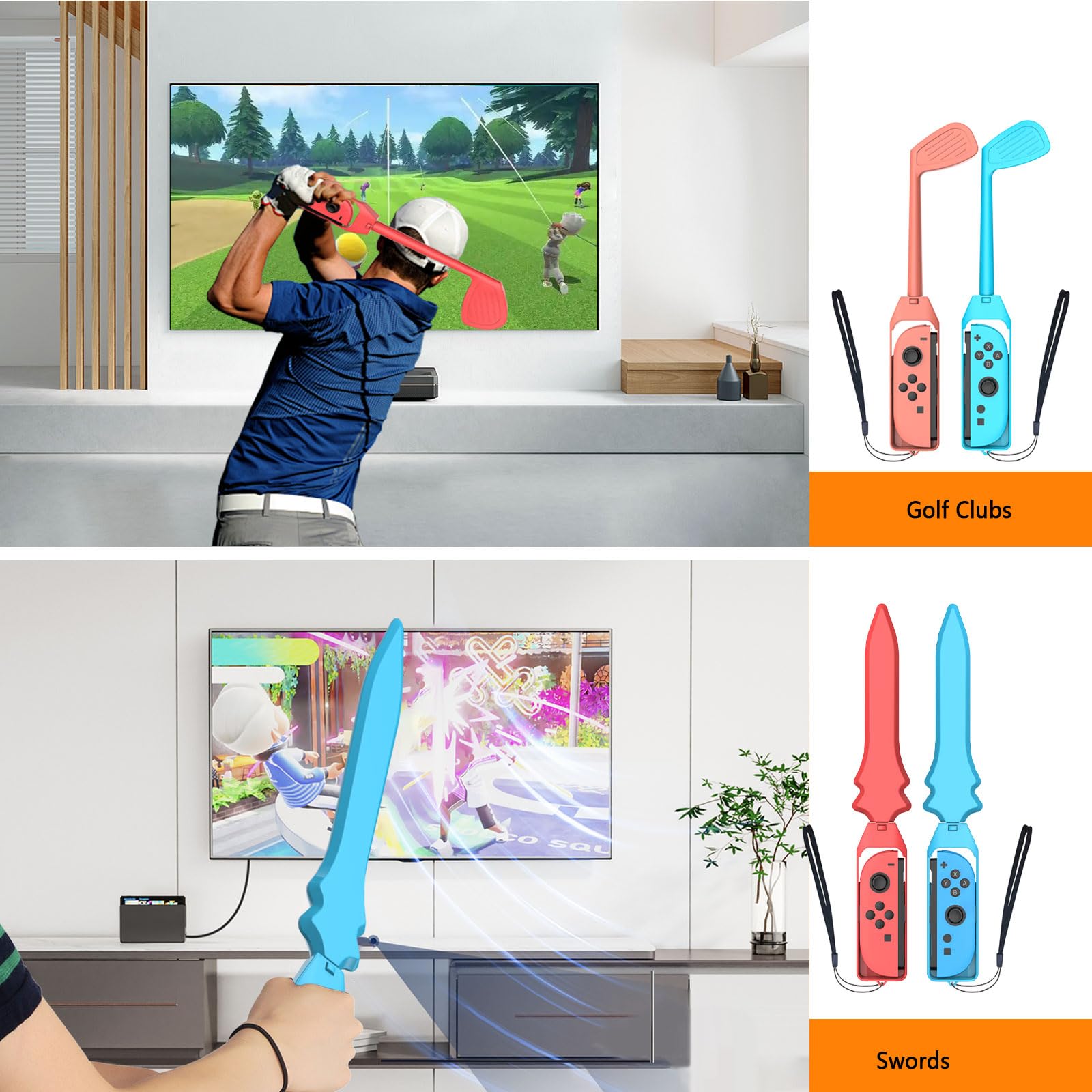 Accessori per Switch 2 Sports Giochi - Nintendo Switch 2 Accessori sportivi Family Party Pack Kit con mazze da golf, racchetta da tennis, spade impugnature, Joycon Cinghie da polso Maracas Borsa