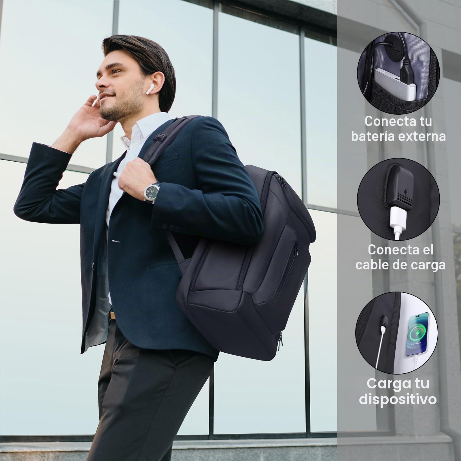 HOMIEE Mochila Ordenador Portátil de 15.6/17 Pulgadas Mochila Trabajo Viaje Escolar Equipaje de Mano Mochilas Cabina Avion Impermeable Mochilas para Portatil Hombres Mujeres