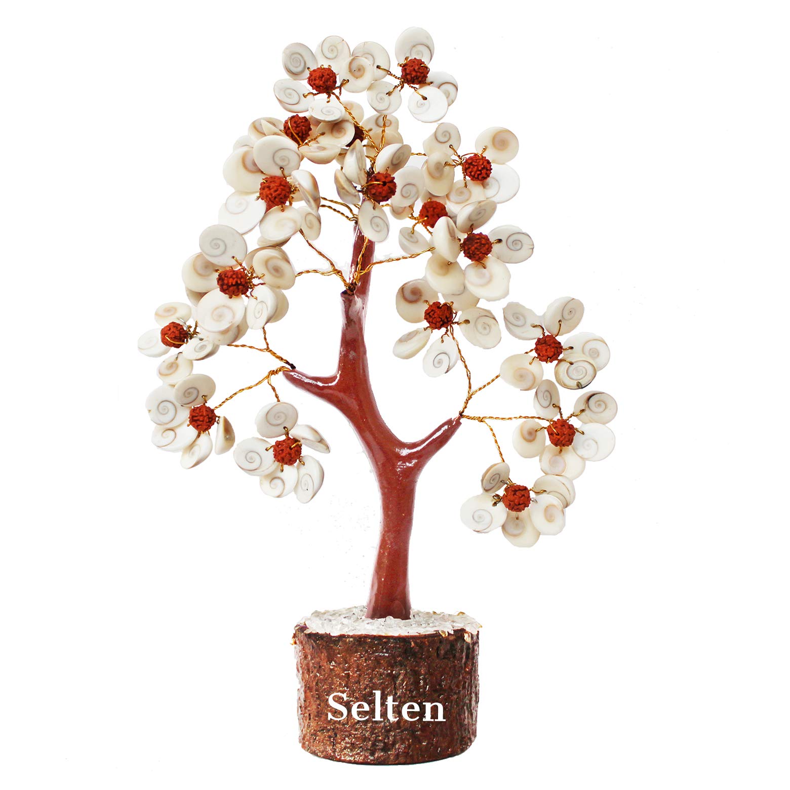 SeltenGomti Chakra and Rudraksh Floral Design Stone Tree for Vastu and Healing, (Height:- 6 Inches)