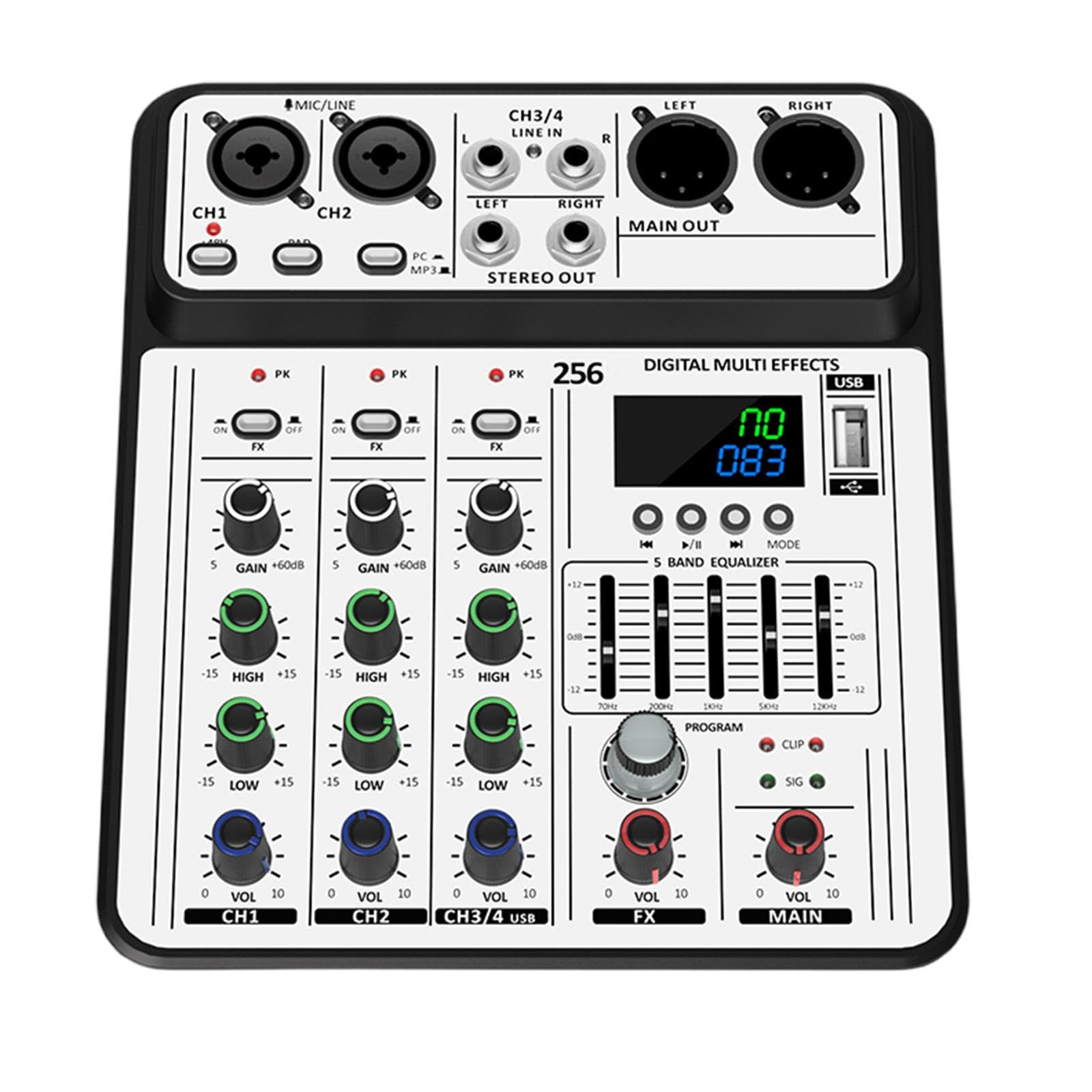 Portable Mixing Console Sound Mixer DSP Enhanced USB Playback Headphone Output Portable Mixer