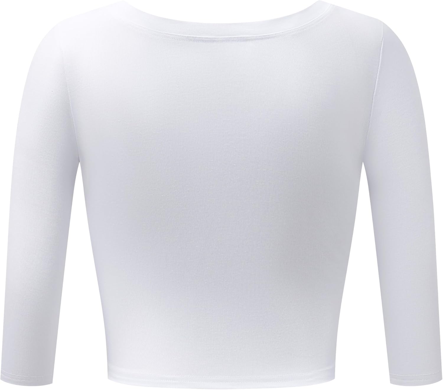 OThread & Co. Women's 3/4 Sleeve Scoop Neck Crop Top Basic Comfy Ribbed Knit Tee - Image 5