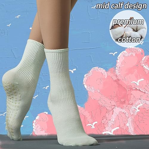 Miniatura 3 de Calcetines de agarre para mujer, calcetines de yoga para pilates, antideslizantes, barre danza, hospital, correr, lindo, de algodón, 34 pares