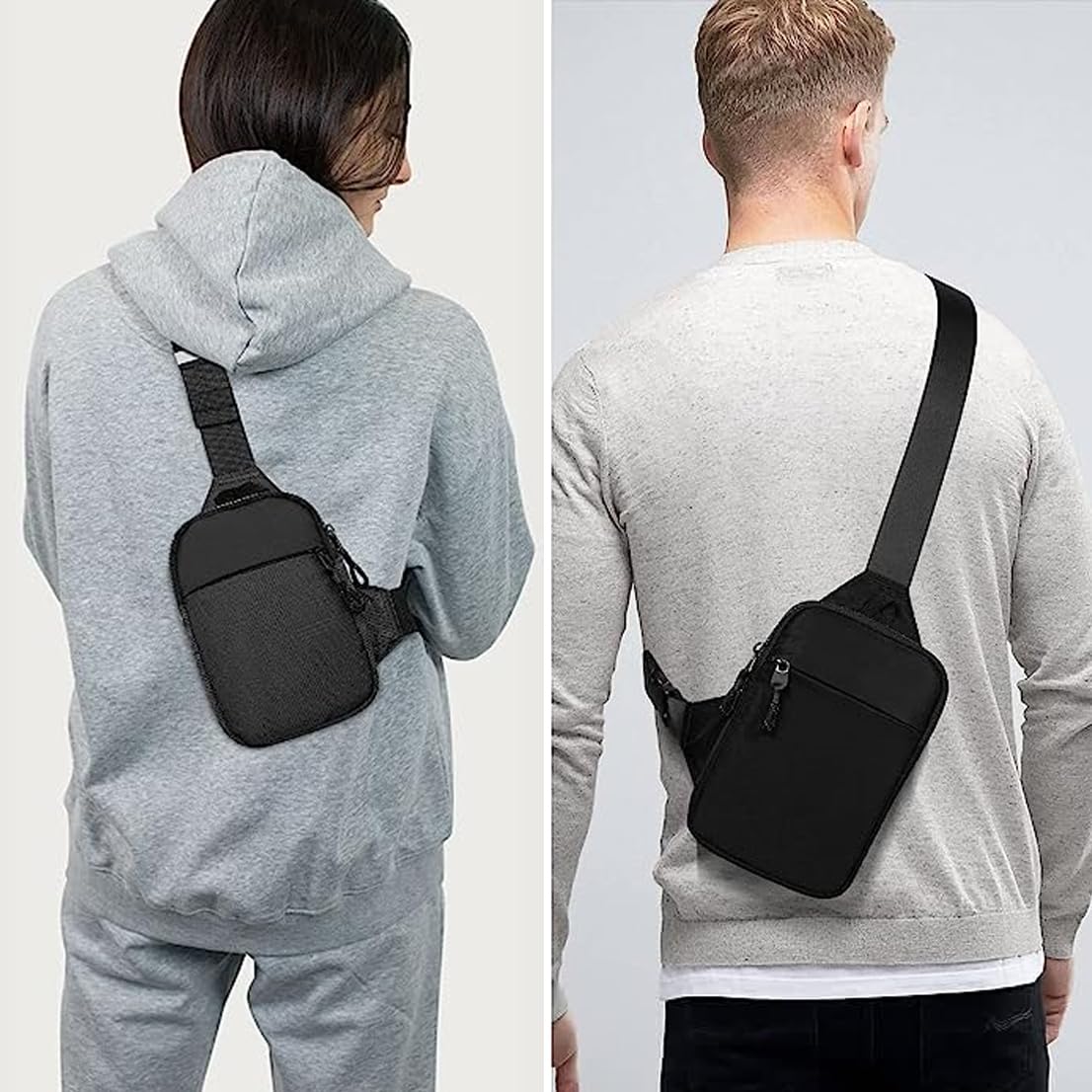 Amacoam Sac Bandoulière étanche Sport Sling Crossbody Nylon Noir 7.5"