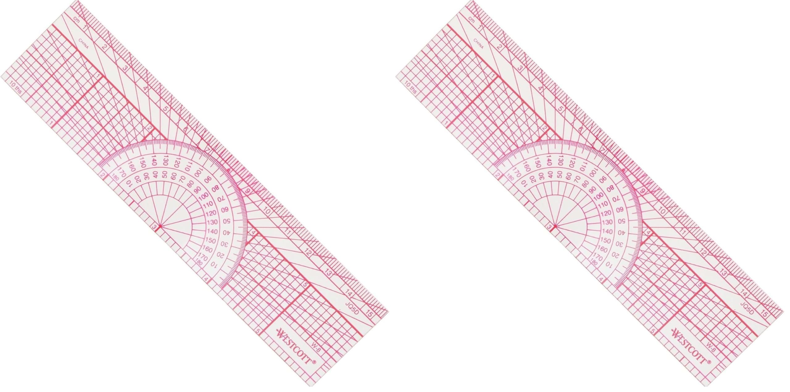 Westcott W-8 Engineers’ Protractor Ruler, 6 in (Pack of 2)