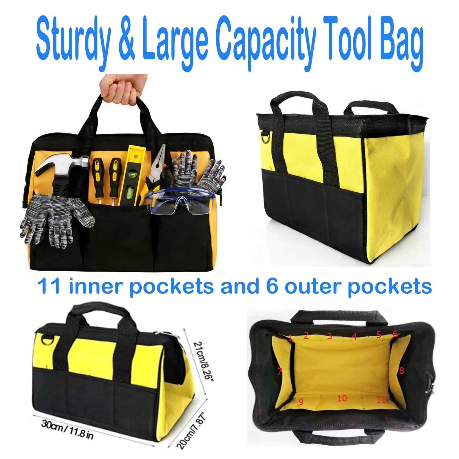 Set di attrezzi veri per bambini, 24 pezzi, strumenti per la lavorazione del legno con borsa degli attrezzi, include martello da carpentiere, pinze, cacciaviti, livella, occhiali di sicurezza