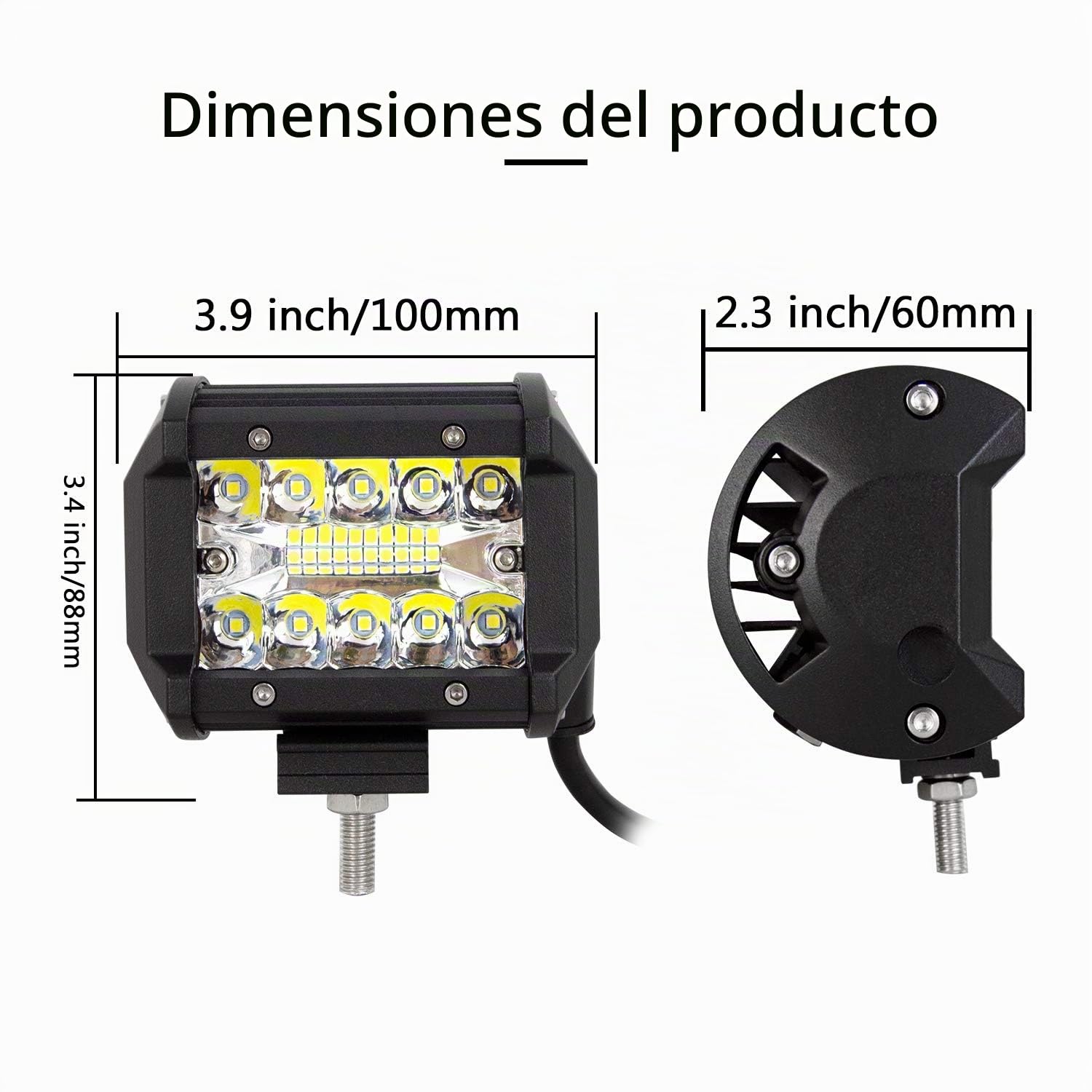 Willpower Barra de Luz LED 12 Pulgadas 30cm 240W + 2PCS Focos LED Tractor + Arnés de Cableado 12V 24V IP67 Impermeable Faro de Trabajo para 4x4 Coche Camion Barco ATV UTV SUV