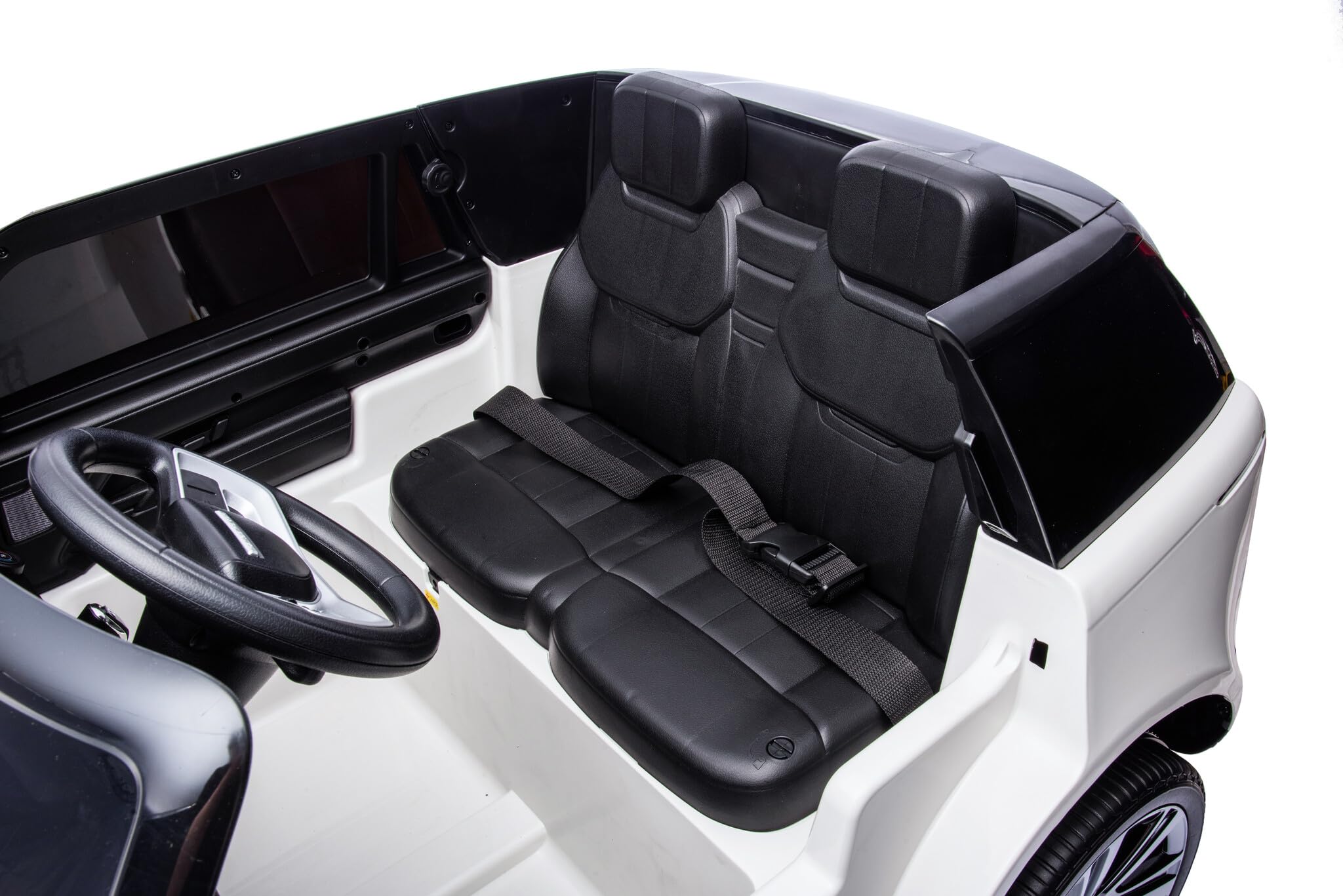 FINOOS Dziecięcy samochód elektryczny Range Rover. 12 V z pilotem zdalnego sterowania 2,4 GHz, 4 x silnik 12 V 45 W, od 1 do 6 lat (biały)