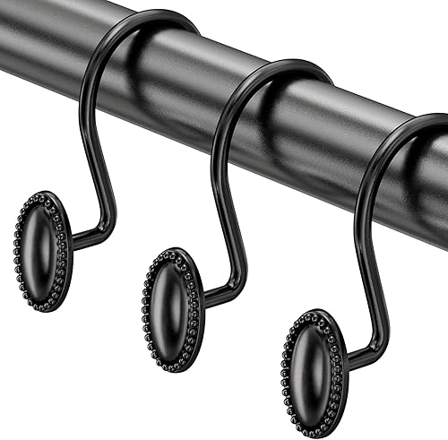 Miniatura 6 de Amazer Forro de ducha blanco impermeable, 4.23 onzas (4.23 oz) resistente con piedras pesadas y AmazerBath, 12 ganchos negros para cortina de ducha,