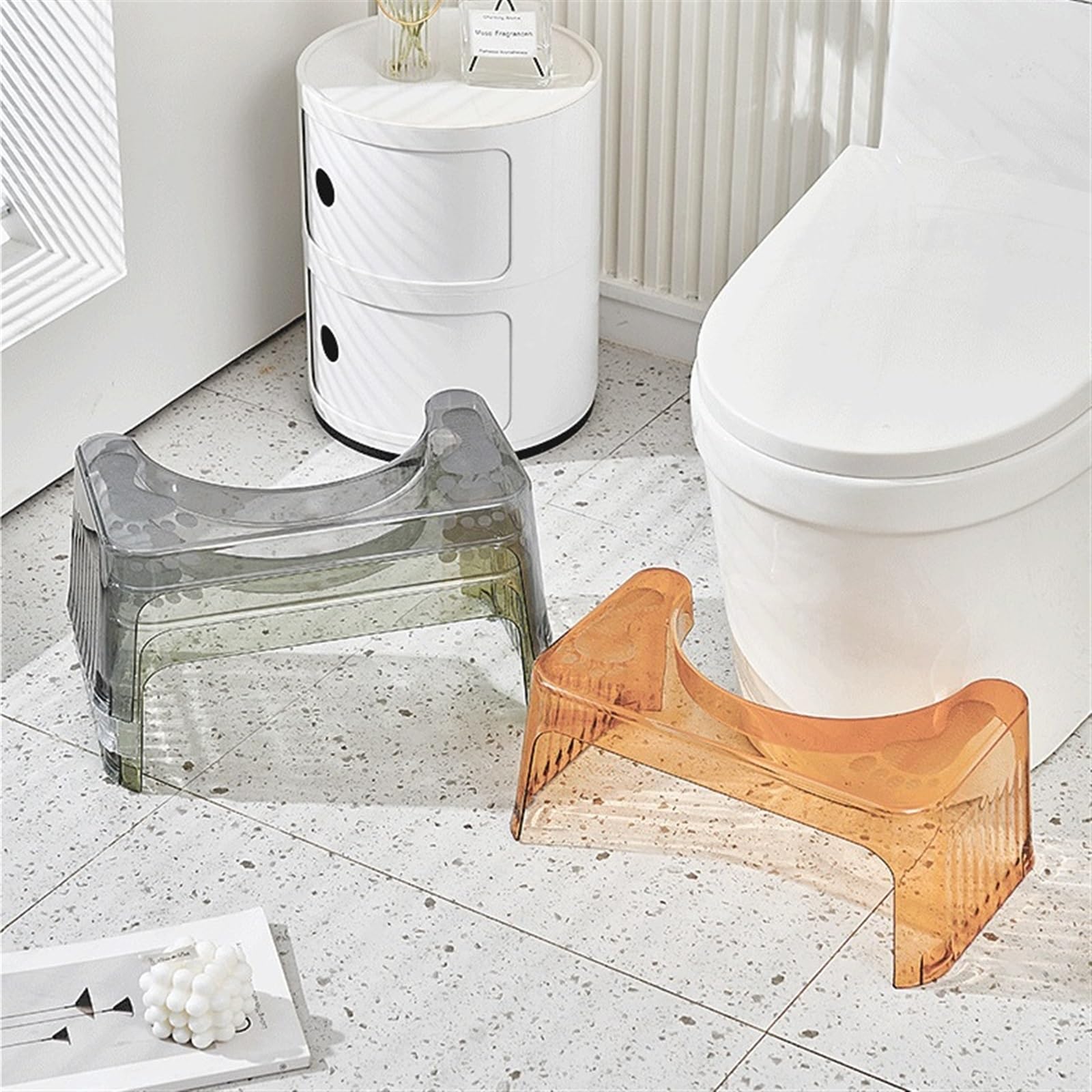 Taburete de Inodoro Engrosado for el hogar for Ayudar al Inodoro Taburete for pies Almohadilla for baño Taburete for Lavabo Taburete for baño Taburete baño(White,10.2 * 7.9 * 8.7in)