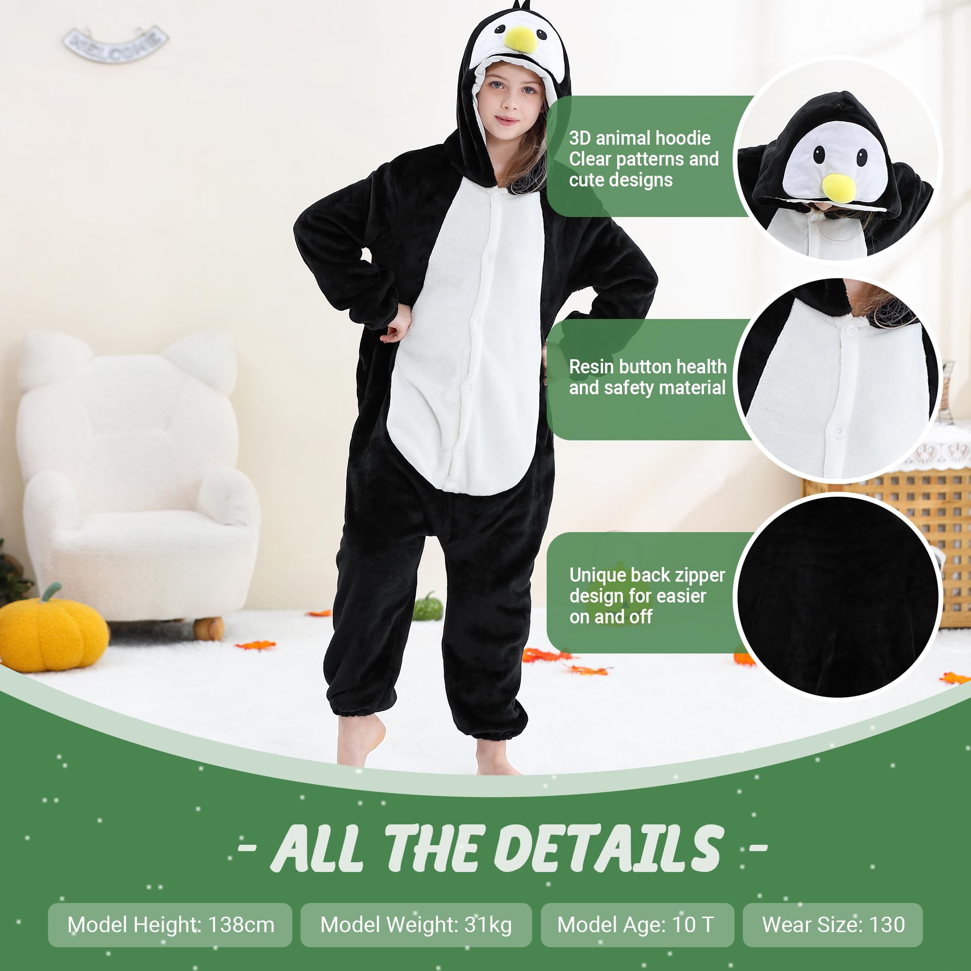 HAHASHOW Combinaison Pyjama Enfant Grenouillère Surpyjama Enfants Cosplay Cartoon Animaux à Capuche Unisexe Grenouillères Vêtements de Nuit Garcon Fille 3-12 Ans