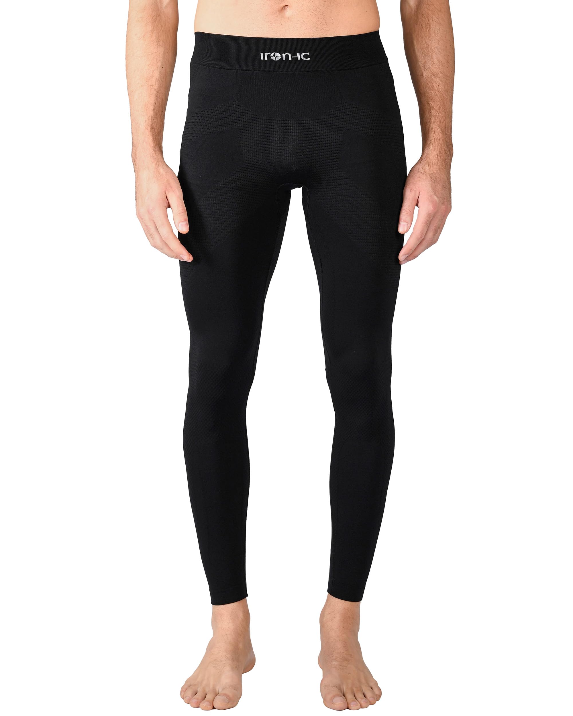 Iron ic - Leggings Homme Techniques Seamless Thermiques et Doux - Coupe Slim - Art. 600761 (Noir, XXL)